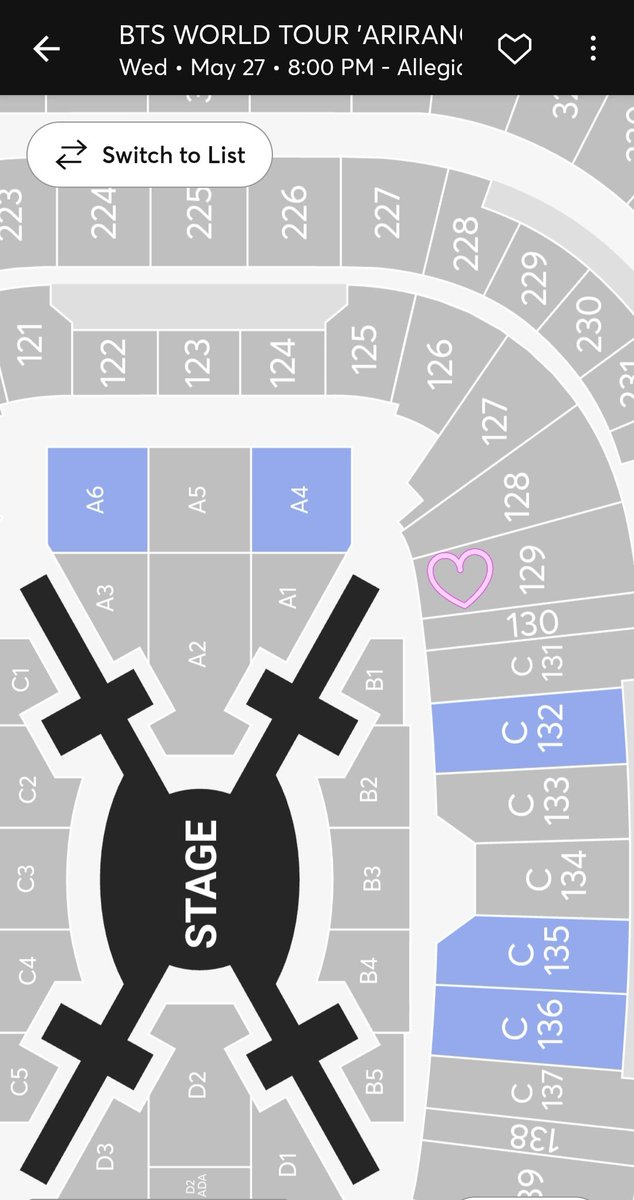 agustdecaffeine's tweet photo. WTS: 1 ticket for Wed 5/27 Day 3 in Las Vegas
Sec 129, Row 3, Seat 13
$644.36 (face value)
Sitting w/friends now. 💜 Can meet in person near Allegiant or PayPal G&amp;S (buyer pays fees) https://t.co/m3SK9T7mKZ