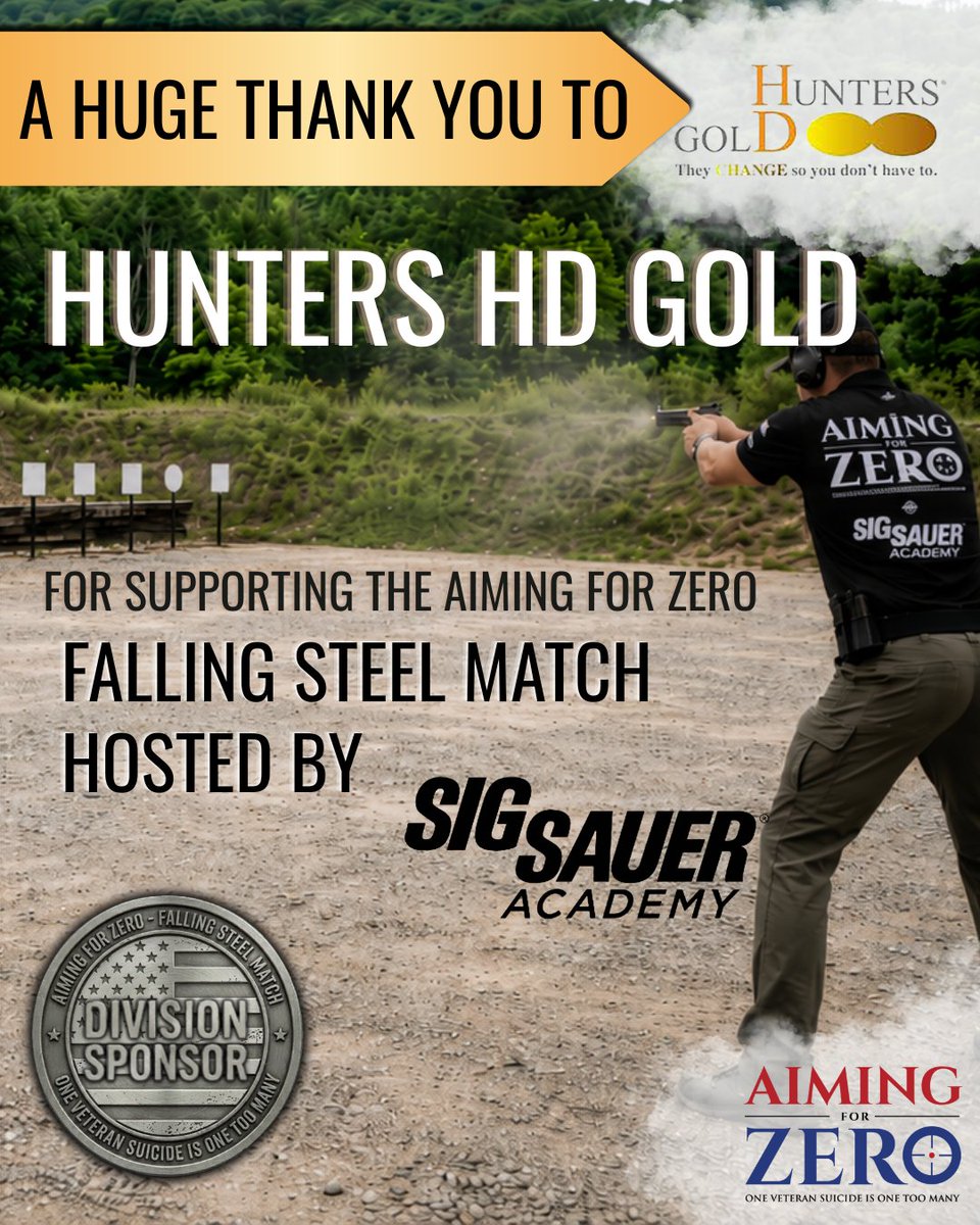 aiming_for_zero's tweet photo. The 2026 Spring Falling Steel Match would not be possible without the incredible support of our sponsors.
Thank you for standing behind Aiming for Zero, supporting our veterans, and helping make this event a success.
Please support the businesses that support our mission. 📷
@huntershdgold 
#aimingforzero #huntershdgold