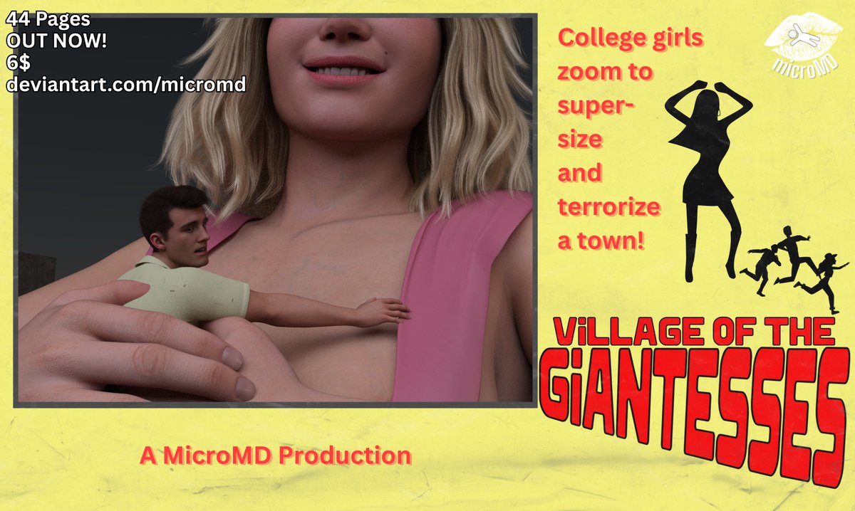 MicroMD31's tweet photo. From MicroMD Productions, comes a parody of Village of the Giants. 3 College party girls get access to an experimental growth formula, and make it everyone's problem. Will the townsfolk rebel or are the giants taking over?  

Out Now for premium purchase

#giantess #sizetwitter https://t.co/bmmDQfHy99