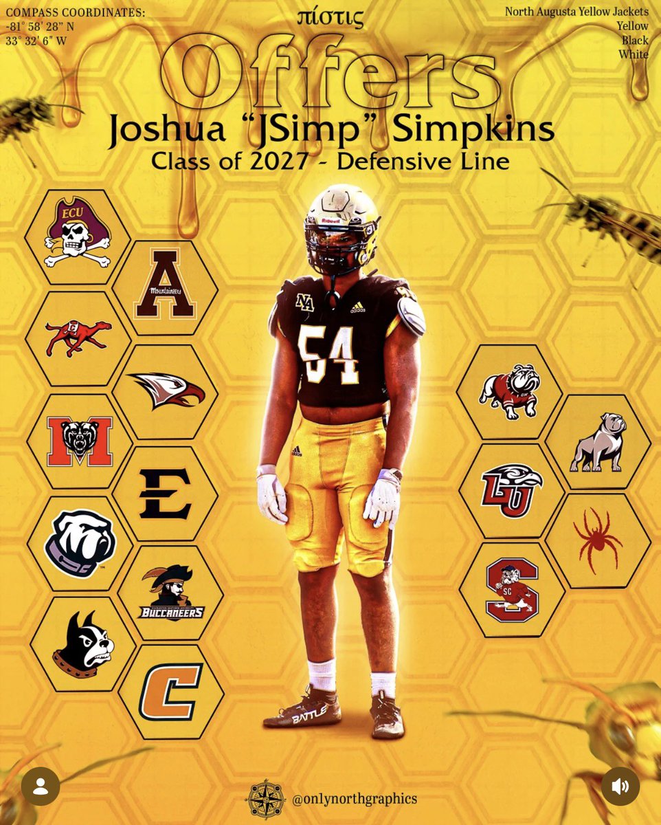 JoshSimpkins70's tweet photo. FIRST 15 OFFERS, MORE TO COME!!! #AGTG @NAHSJacketFB @CoachWebb50 @CoachMcCarthy59 @coachmacgata @CoachDQuinn3 @HighSchoolBlitz @On3 @247Sports @247recruiting @PrepRedzoneSC https://t.co/TipYE7sC04