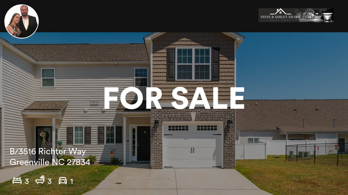 ENC_Realtor's tweet photo. 🛌 3 🛀 3 🚘 1
📍 B/3516 Richter Way, Greenville, NC, 27834

My latest listing on RateMyAgent.
North Carolina Real Estate License 193895
https://t.co/4okXTo63Wh

...
#ratemyagent #realestate3 bed | 3 bath | 1 carGreenvilleB/3516 Richter Way https://t.co/V3XcMtQ7Ub