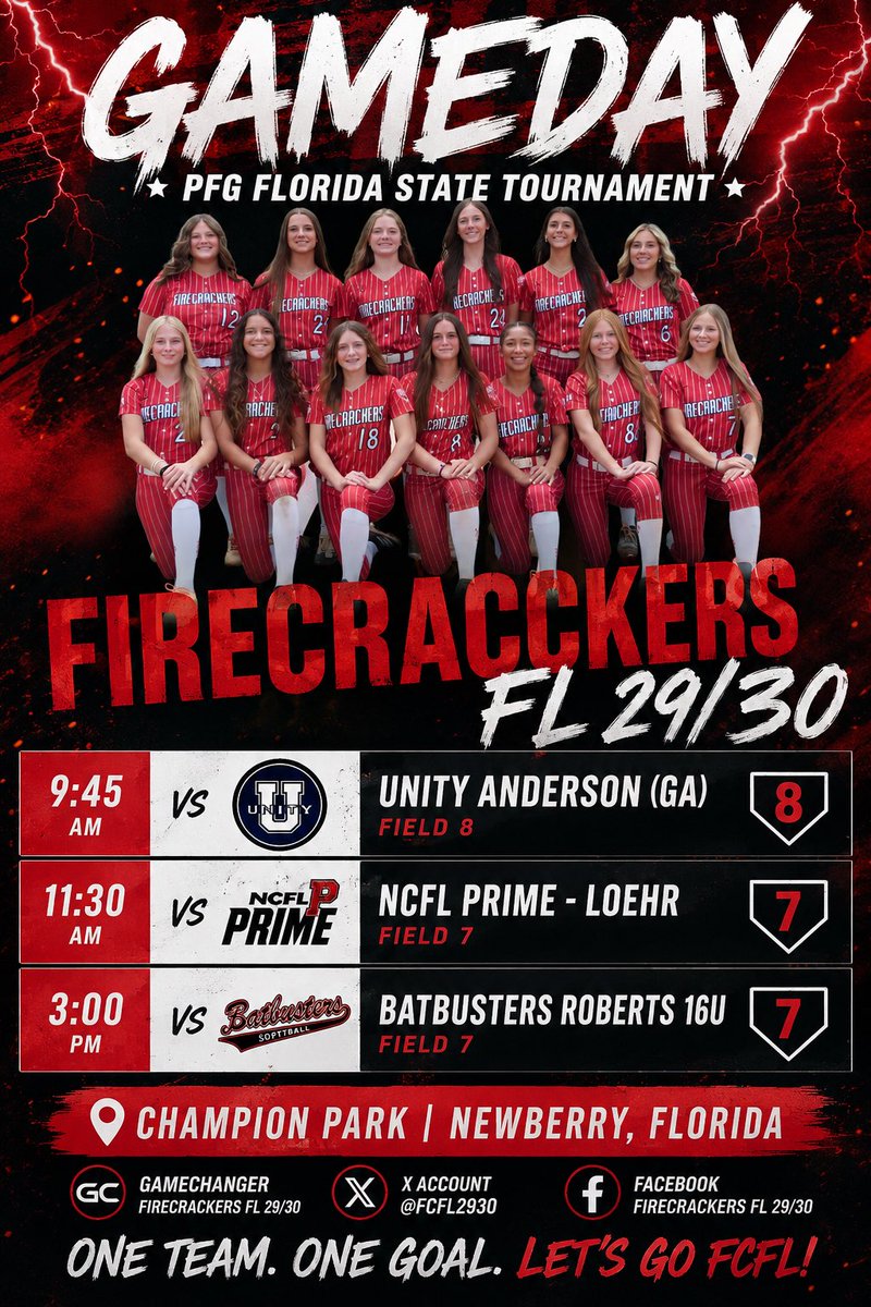 FCFL2930's tweet photo. We are ready to get this summer schedule kicked off with Premier Girls Fastpitch Summer State Championship! Playing up in the 16u division, ready to make some noise!! LETS GROOWWW! ๐ช๐ผ๐งจ #FCSTRONG
@LineDsoftball
@ExtraInningSB
@Firecrackersinc
@TopPreps
@TOP_D1RECRUITS https://t.co/bPRVIJiITM