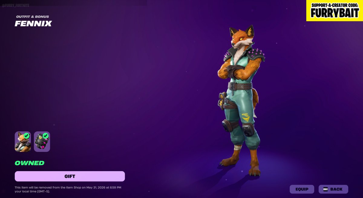 furry_fortnite's tweet photo. Not only is Polar Patroller back, but he's together in the Shop with Fennix, AND Fennix's extremely rare pickaxe, Spikeclone, has returned. All 3 are leaving in 5 days.

Use code FURRYBAIT on the Item Shop to support us! #EpicPartner #FurryFortnite https://t.co/u7JhHTxkdU