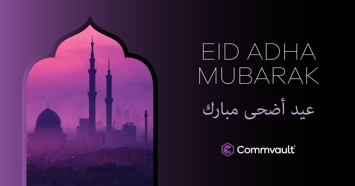 Commvault's tweet photo. Eid Adha Mubarak from all of us at Commvault 🌙✨

May this blessed occasion bring peace, prosperity, and happiness to you and your loved ones. 

Wishing everyone celebrating a joyful and peaceful Eid Adha Mubarak filled with blessings and happiness.

#EidAlAdha #EidMubarak https://t.co/OPiLaVJmc3