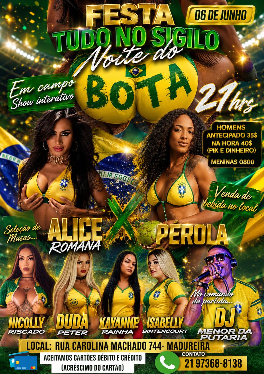 FannyDiaba's tweet photo. Mais uma Super Festa TUDO NO SIGILO! 
NOITE DO BOTA BOTA BOTA 🔥 
Sexo ao vivo com
 Alice romana × Pérola 
DJ Menor da Putaria 
E presença de várias gostosas na festa 🪩 
📱 21 97368-8138

@nicollyrisca 
@BiancaferrazTS 
@IsabellyBitte15 
@KayanneTrans 
@aliceromanaa https://t.co/Hmp9ncHLPd