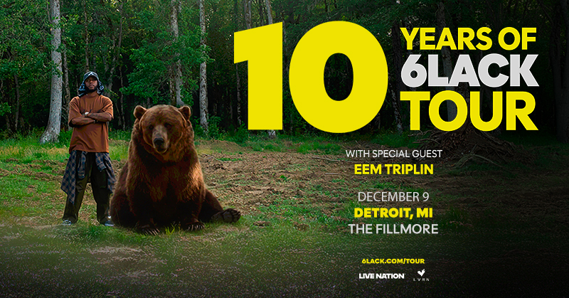 FillmoreDetroit's tweet photo. HEY! CHECK THIS OUT! ✨
👉🏼 10 Years of 6LACK Tour
📅 December 9
🎟️ Join Live Nation All Access today and presale access will unlock for you at 9AM on Thursday, May 28th | https://t.co/EHlTuuEE3O
ℹ️ Tickets on sale this Friday, May 29th @ 10AM local. https://t.co/EfMiWBv51H