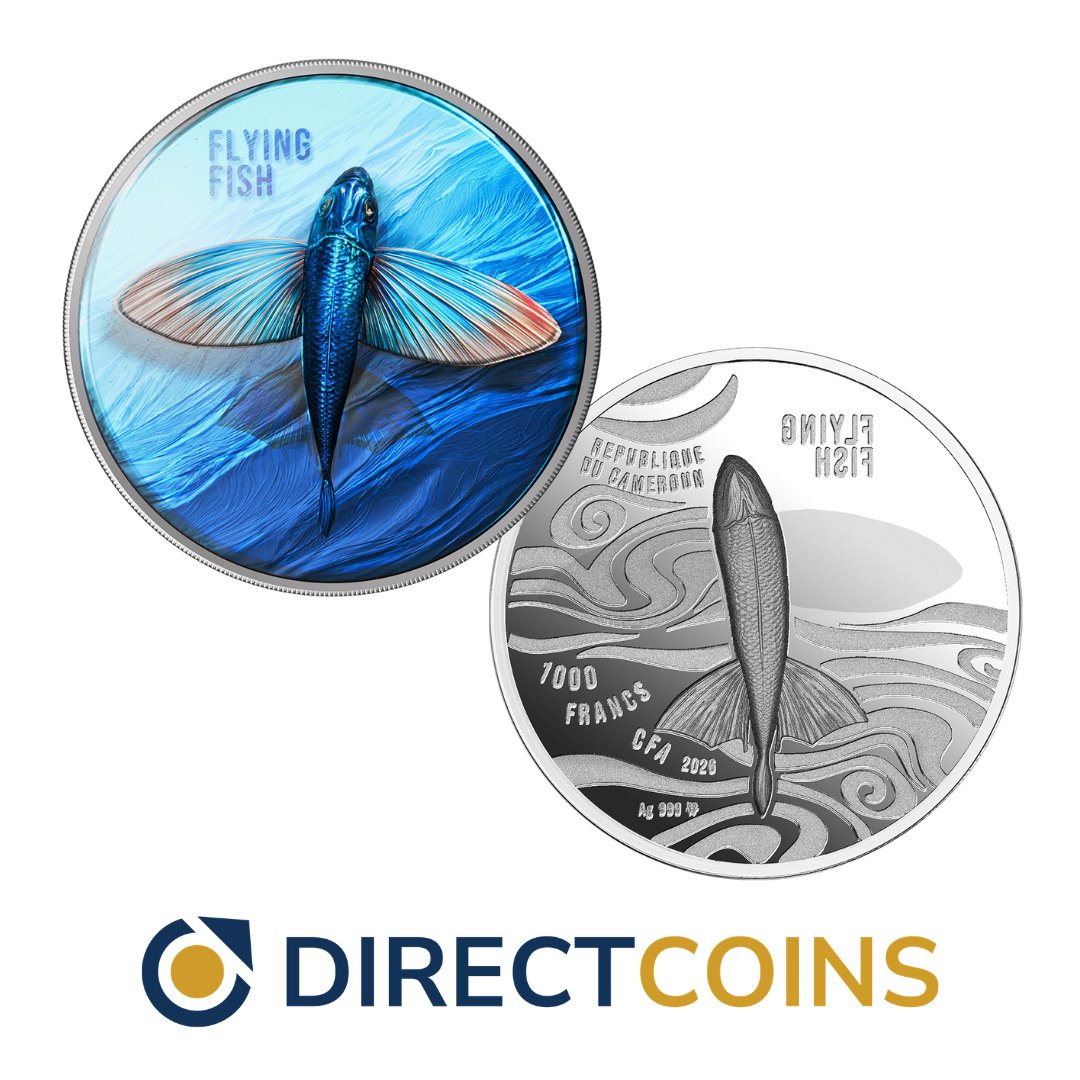 DirectCoins's tweet photo. Two sides. One fish. Worldwide mintage of just 777. 

The 2026 Flying Fish 1oz Silver Proof Coin. Ultra-high relief. 1oz 99.9% pure silver. Mint of Poland. 

AUD $365.00 (at time of posting) @ Direct Coins. https://t.co/hY9Xnx5c6q