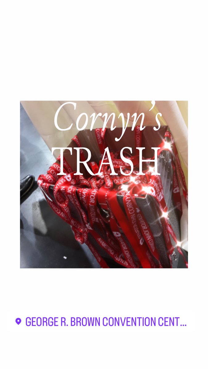 CBradleyRealtor's tweet photo. @ScottPresler @JohnCornyn And remember how all his lanyards ended up in the trash ? https://t.co/5DQPxsaJQo