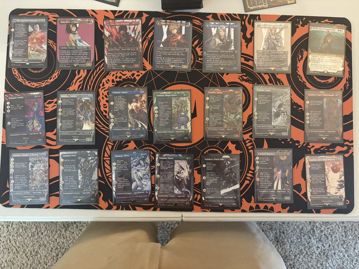 D_Fox789's tweet photo. Finally got to put together my first 5 color deck and it’s Terra:Magical Adept.
Focused on Summons and sagas with a bit of reanimation.
With the alt art of Terra I decided to go bling and go full art for all the summons to.
Full deck below https://t.co/onlKTVLcXq