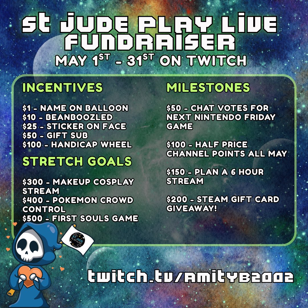 AmityB2002's tweet photo. Good morning everyone! I am incredibly tired today so I’m fuelled simply with coffee and willpower. Join us to check out the hospital and dollhouse DLC’s of Spooky’s jumpscare mansion! Also continuing our fundraiser for st Jude.
https://t.co/RYST4s35uR https://t.co/ncNMvTNxQh