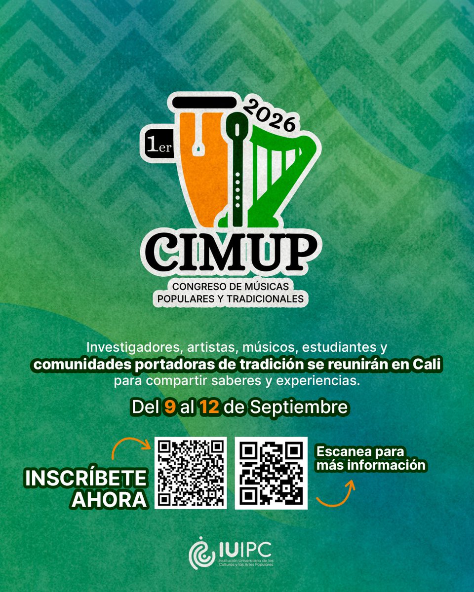 IUIPCCali's tweet photo. ¿Eres investigador, artista o estudiante de música? Este es el espacio para conectar con comunidades portadoras de tradición y expertos del sector. https://t.co/HgTxbePpdb