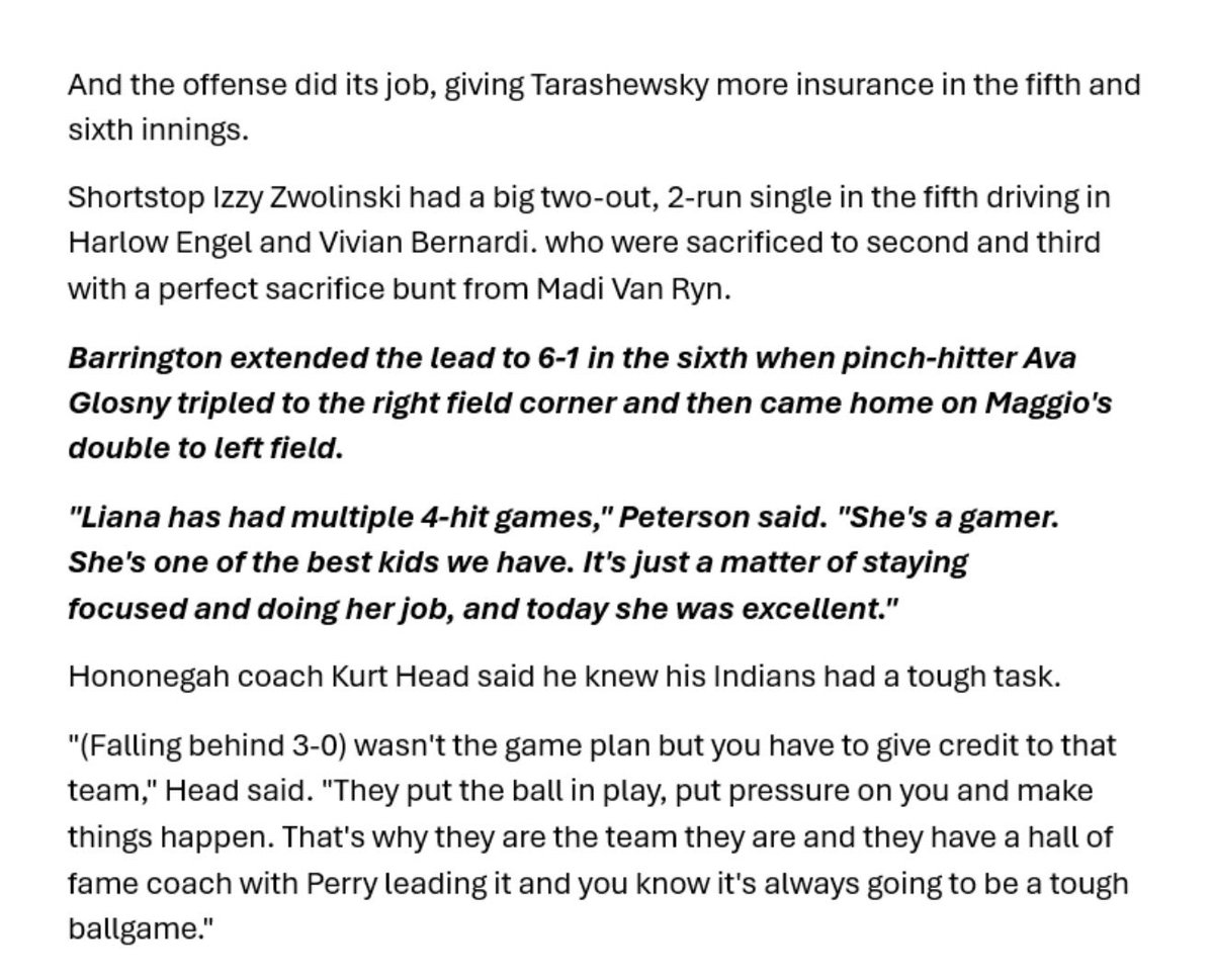 LianaMaggio2027's tweet photo. @softballBHS_ advances to 4A Sectional Finals!  Thank you @john_leusch for covering our game and for the great write-up! 

@ILChillGold @D1ProScouts
@TopPreps @SBRRetweets @SoftballDown @27Softballradar
@LegacyLegendsS1 @YAthletesF
@SoftballRecruit @SoftballClips
@Softball_Home @StriveSoftball @LineDsoftball
@UncommittedUTR @softball_champ1 
@ccprospects23 @PrepSoftball @TOP_D1RECRUITS 
@whosupnext23 @TheeSBReport