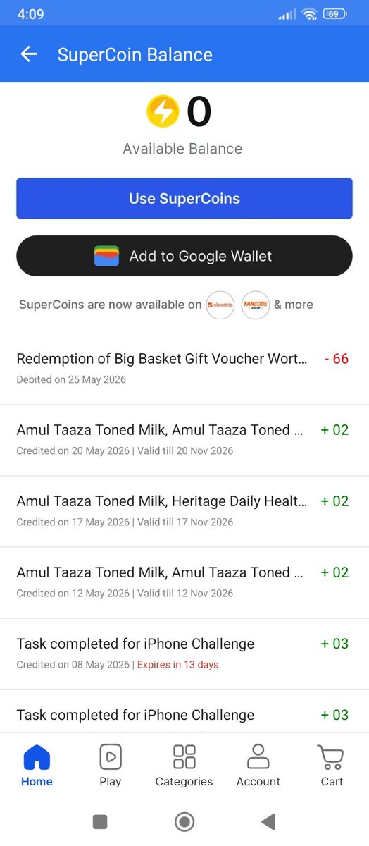 khurananikhil's tweet photo. @flipkartsupport @Flipkart my supercoins and money deducted on 25 may still gift card not issued please look into the matter... https://t.co/khHIclwxPB