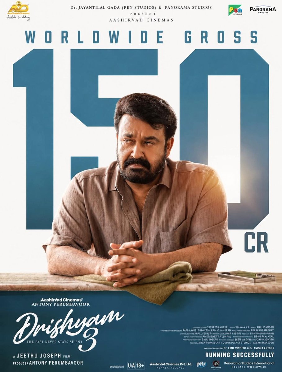 KeralaTrends2's tweet photo. Looks like #Mohanlal fans are no longer interested in celebrating 100 Crore or 150 Crore milestones nowadays.

#Drishyam3 Crossed 150 Cr 💥 https://t.co/FTnk0iPe1v