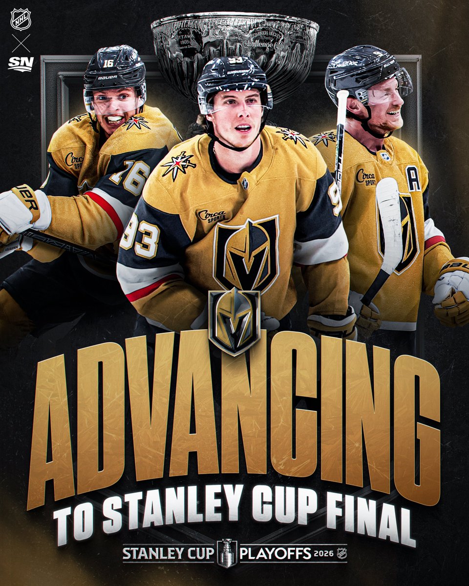 Sportsnet's tweet photo. FOR THE THIRD TIME IN NINE YEARS THE GOLDEN KNIGHTS ARE HEADING TO THE STANLEY CUP FINAL ⚔️ https://t.co/kG1PcoZoB4