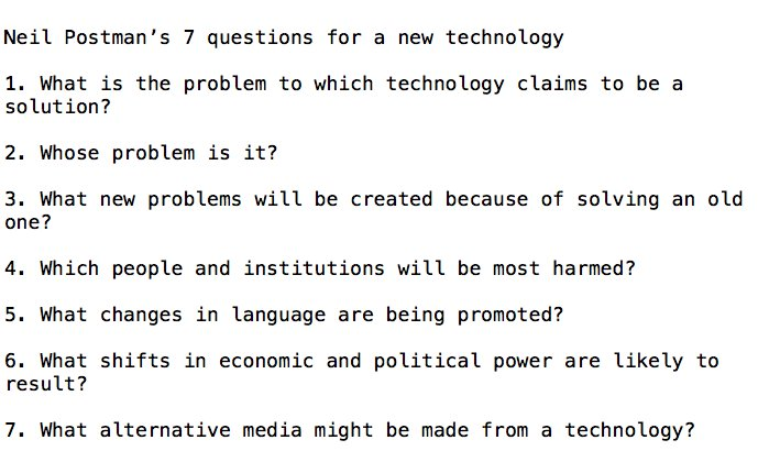 internetfreedom's tweet photo. There is a need to question and approach social problems with rationality than recieved dogma of a technological utopia, that permits public authorities to engage in mass digital experiments such as the CBSE OSM system. Watch this brilliant lecture by Neil Postman on the "The Surrender of Culture to Technology"

Link : https://t.co/kHMnCnDJg8