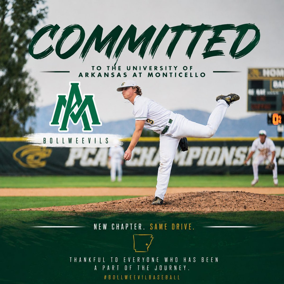 ZanderAllenFox's tweet photo. I’m excited to officially announce my commitment to University of Arkansas at Monticello!
Grateful for the opportunity to continue my academic and athletic journey at the next level. Thank you to my family, coaches, and teammates. @weevilsbaseball @johnmharvey6 https://t.co/u5bFg9rvRP