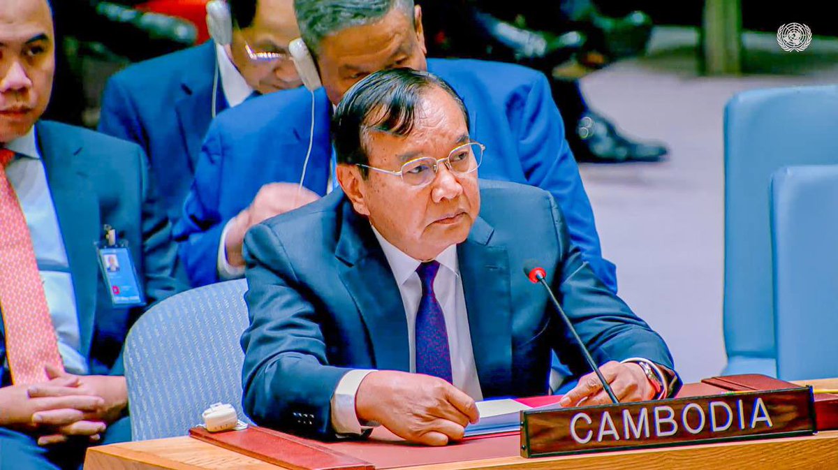 KampucheaPresse's tweet photo. Cambodia Urges Full Respect for UN Charter, Denounces Illegal Occupation of Its Territory
 
AKP Phnom Penh, May 27, 2026 --
 
Deputy Prime Minister and Minister of Foreign Affairs and International Cooperation H.E. Prak Sokhonn has reaffirmed Cambodia’s strong commitment to the United Nations Charter while calling for full respect for Cambodia’s sovereignty and territorial integrity amid the continued illegal occupation of Cambodian territory by Thai forces.
 
Speaking at the High-Level Open Debate of the United Nations Security Council on May 26, H.E. Prak Sokhonn stressed that the principles enshrined in the UN Charter – including sovereign equality, territorial integrity, peaceful settlement of disputes, and non-use of force — must remain the foundation of the international order.
 
“The UN Charter must remain the cornerstone of international order and the indispensable framework for peaceful coexistence, cooperation, and conflict prevention,” he said.
 
The Deputy Prime Minister warned that these principles are increasingly under strain due to armed conflicts, geopolitical tensions, and declining trust among nations.
 
Drawing from Cambodia’s own historical experience, H.E. Prak Sokhonn emphasised that disputes must be resolved exclusively through dialogue, diplomacy, mutual respect, and adherence to international law.
 
He recalled the important role played by the United Nations Transitional Authority in Cambodia (UNTAC) in supporting Cambodia’s peace process, national reconciliation, and recovery in the early 1990s.
 
Regarding the Cambodia-Thailand border situation, the Deputy Prime Minister expressed Cambodia’s appreciation to the international community for supporting the ceasefire and peaceful settlement efforts in accordance with international law and the principles of the UN Charter.
 
He stressed that borders and sovereignty “must never be altered by force or through fait accompli.”
 
While the ceasefire continues to hold, H.E. Prak Sokhonn expressed concern over the situation on the ground in areas “well inside Cambodian territory” that remain under illegal occupation.
 
He called for the full, effective, and urgent implementation of all agreements reached between Cambodia and Thailand, particularly the Joint Statement of Dec. 27, 2025.
 
The Deputy Prime Minister underlined that respect for international law, existing treaties and agreements, dialogue, good faith, and mutual respect are essential to restoring trust, securing lasting peace, and enabling displaced populations to return home safely and with dignity.
 
He also called on the international community to continue supporting peaceful efforts aimed at preserving peace, stability, and prosperity in the region.
 
Cambodia has so far responsibly and faithfully adhered to and implemented the Joint Statement of the 3rd Special Meeting of the General Border Committee (GBC) held on Dec. 27, 2025. However, the Thai side has continued to violate Cambodia’s sovereignty through repeated actions, including laying barbed wire, placing container units, constructing infrastructure, and destroying houses in the illegally-occupied areas.
 
By C. Nika

#CambodiaWantsPeace
#JusticeForCambodia