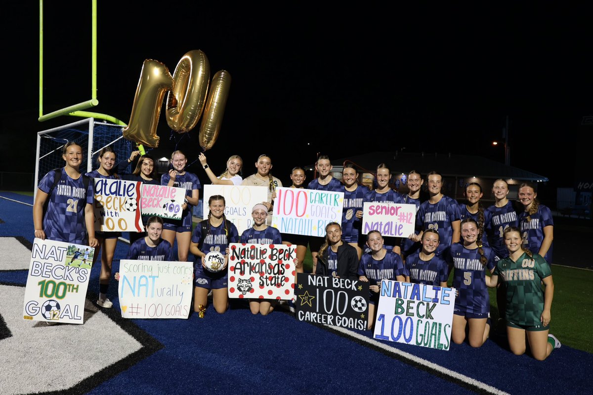 FMCHSGirlSoccer's tweet photo. Congratulations to Natalie Beck on scoring her 100th career goal!⚽️ https://t.co/63QQ2Khooq