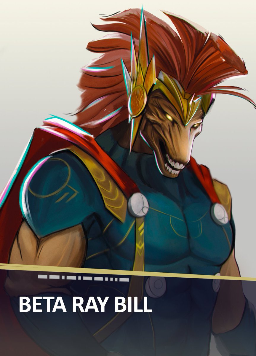 KrakenNull's tweet photo. I can only pray we get a Beta Ray Bill card in these Marvel set @wizards_magic 
My guesses obviously order can change. 

My guess is Bill fits in the Cosmic set 

Set 1 Spider-Man. Soul stone.  
Set 2 Superman Heroes. Mind Stone
Set 3 Mutants. 
Set 4 Cosmic (GotG/Celestials/Eternals etc)
Set 5 Midnight Suns/ Monstersverse side. 
Set 6 Finale wrap up. 

What does everyone else think?