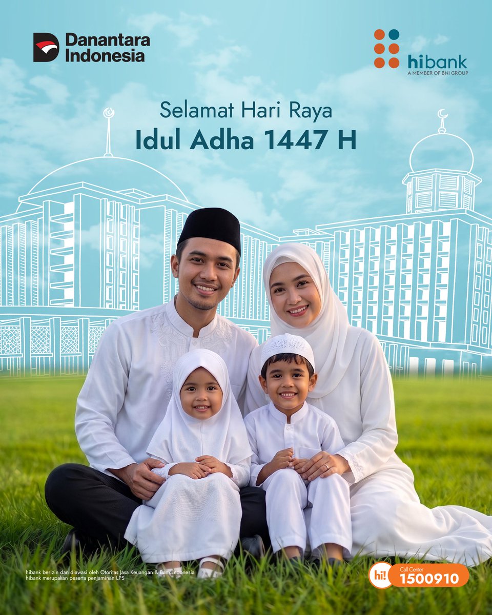 hibankid's tweet photo. Selamat Hari Raya Idul Adha 1447 H 

Semoga keikhlasan dalam setiap pengorbanan membawa berkah dan kebahagiaan bagi sesama.

#hibank
#everydayhiro
#HariRayaIdulAdha1447H https://t.co/0HZw0HbRok