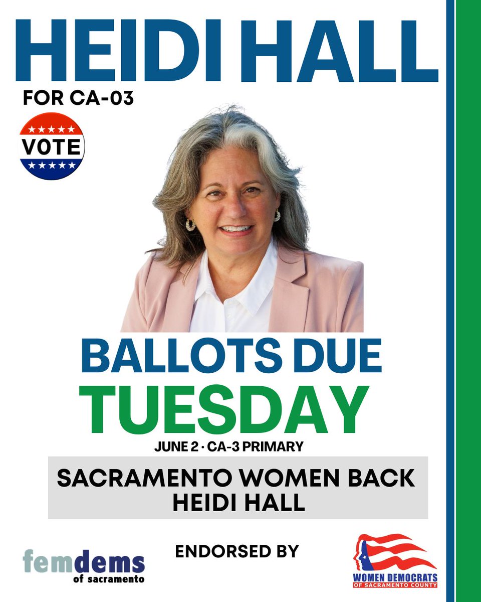Heidi4Congress's tweet photo. Heidi is proud to be endorsed by 17 local, state, and national organizations. As well as 39 elected officials and community leaders across the district and state!

Ballots are out, vote for Heidi Hall by June 2nd!

Check out https://t.co/n1IFCoVzXp for the full list! https://t.co/0zrDvsbibS