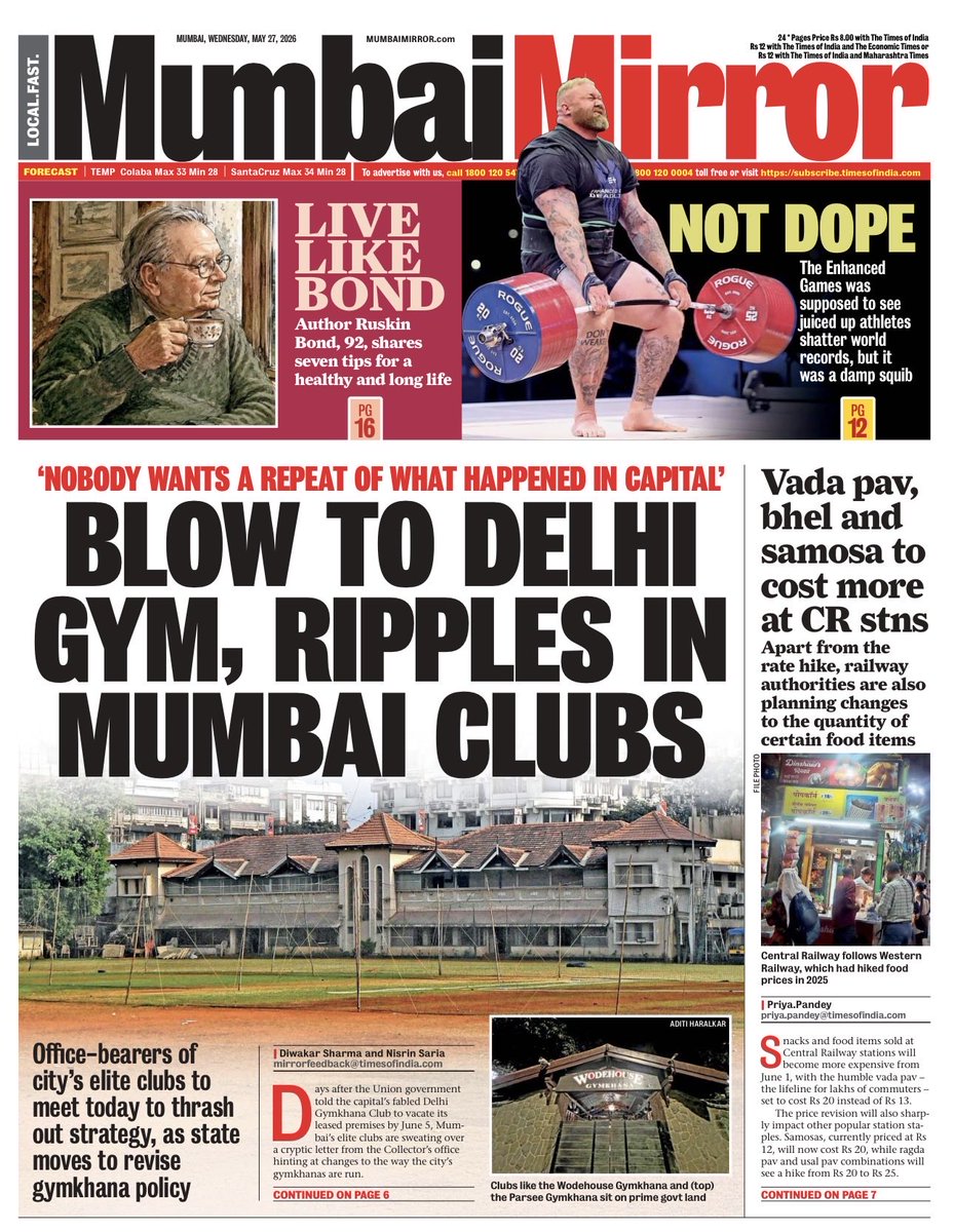 DiwakarSharmaa's tweet photo. Days after the Union govt told the capital’s fabled Delhi Gymkhana Club to vacate its leased premises by June 5, Mumbai’s elite clubs are sweating over a cryptic letter from the Collector’s office hinting at changes to the way the city’s #gymkhanas are run https://t.co/ZiIefUonvC https://t.co/4stJALuYmK