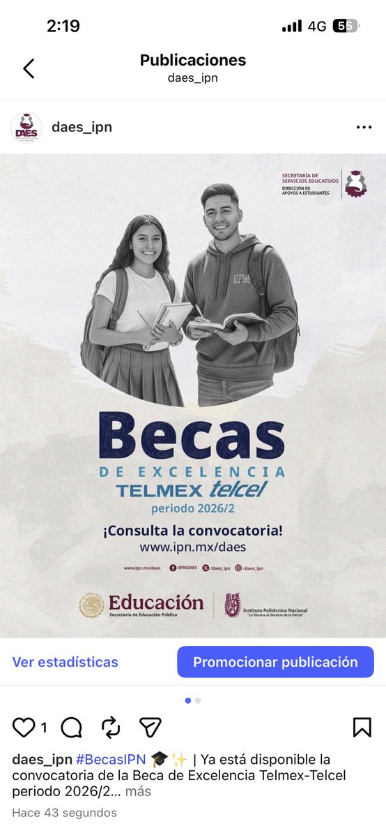 daes_ipn's tweet photo. #BecasIPN 🎓💻 | Ya se encuentra abierto el registro para la Beca de Excelencia Telmex-Telcel 2026/2.

📚 Consulta la convocatoria, revisa los requisitos y realiza tu solicitud en SIBec del 25 al 29 de mayo.
🌐 https://t.co/4HvM1yGsxF
@sse_ipn 
#IPN #DAESIPN #BecaTelmexTelcel https://t.co/1Sa8pf6bKA