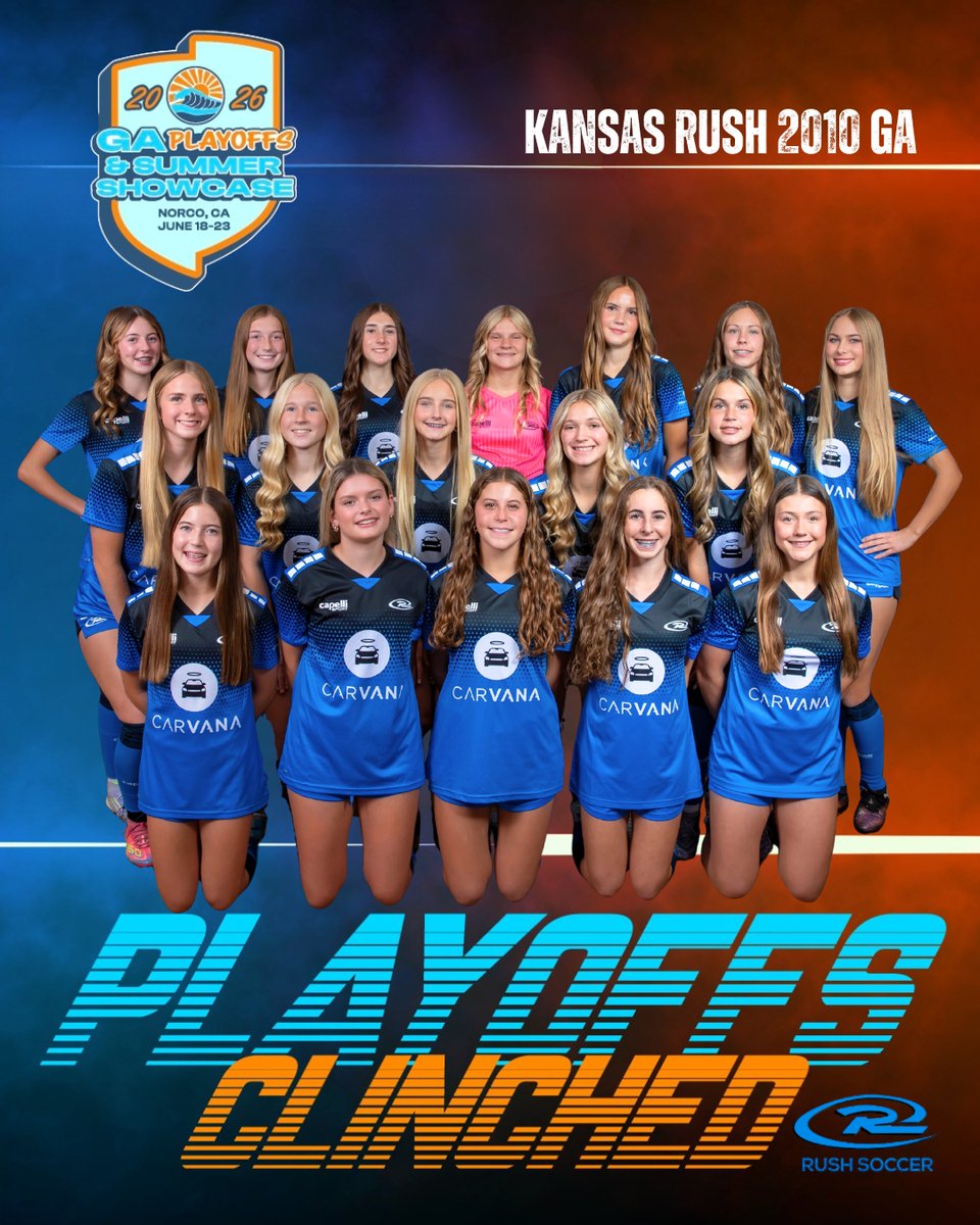 KSRush10GA's tweet photo. Ticket = PUNCHED! 🎟️✅

We are officially headed to the GA Playoffs! ✈️🏆
So proud of these players for their dedication all year, but the job isn't finished yet. Let's go! 😤 2X #GAPlayoffs 

@GAcademyLeague @KSRGirlsAcademy @TopDrawerSoccer @TheSoccerWire @PrepSoccer @ImYouthSoccer @Smedley033 @KS_RushSoccer @sportsinkansas