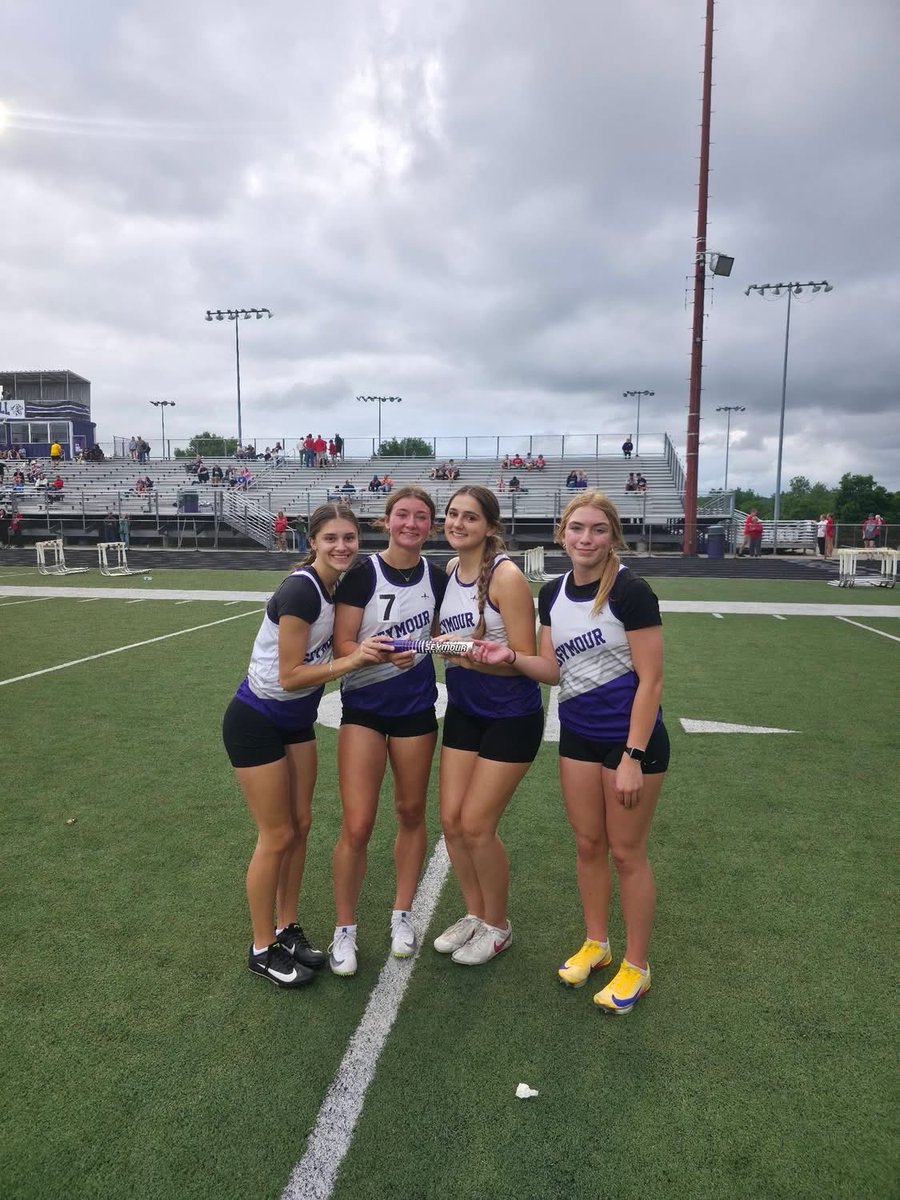 SEYMOUROWLS1's tweet photo. Our 4x1 relay team broke their own school record from last year with an incredible time of 50.36. Kenzie Henkle shattered her own 200m dash school record with a blazing 25.88 and is headed to the State Finals!

#GoOwls https://t.co/0x3nwdvKPo