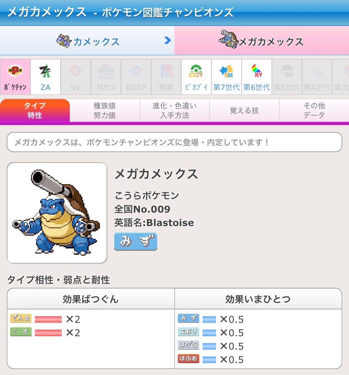 カメックスふんわりと強いな程度で思ってたけど弱点が実質草のみだから