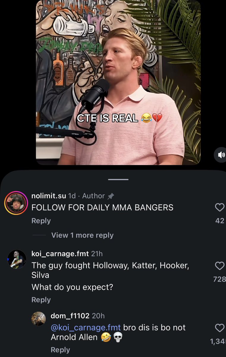 WalnutMMA's tweet photo. Even the Instagram comments have CTE 💔 https://t.co/KqjlLbk0bt