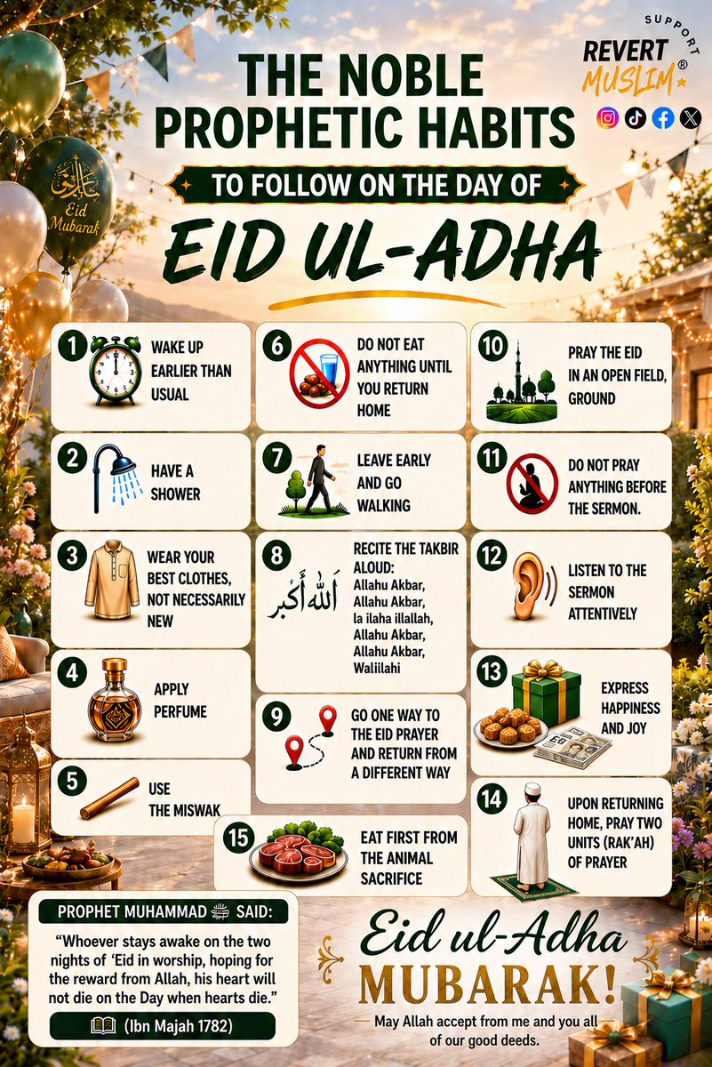 revrtmslimspprt's tweet photo. Enhance your Eid in accordance to the Sunnah of the Prophet peace be upon him. #hajj #Eiduladha2026 https://t.co/vWTW6YLBUw