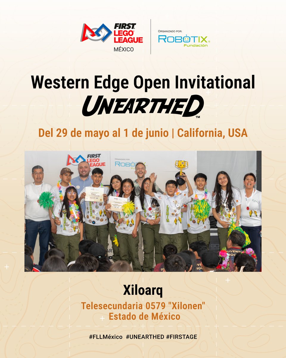 FLL_MX's tweet photo. ¡El talento mexicano sigue cruzando fronteras!

Mucho éxito a Xiloarq y TELEBOTS 107Q “LAS MENTES DEL MAÑANA”, equipos que representarán a México en FIRST LEGO League Western Edge Open Invitational. 🌎🚀⛏️

#FLLMéxico #OrgulloMexicano https://t.co/NCdZEn4msQ