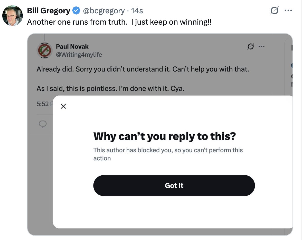 JustDoNotFollo's tweet photo. @Writing4mylife @bcgregory @GuntherEagleman Couldn't handle the corrections?  LOL https://t.co/2xSvcJj4f6