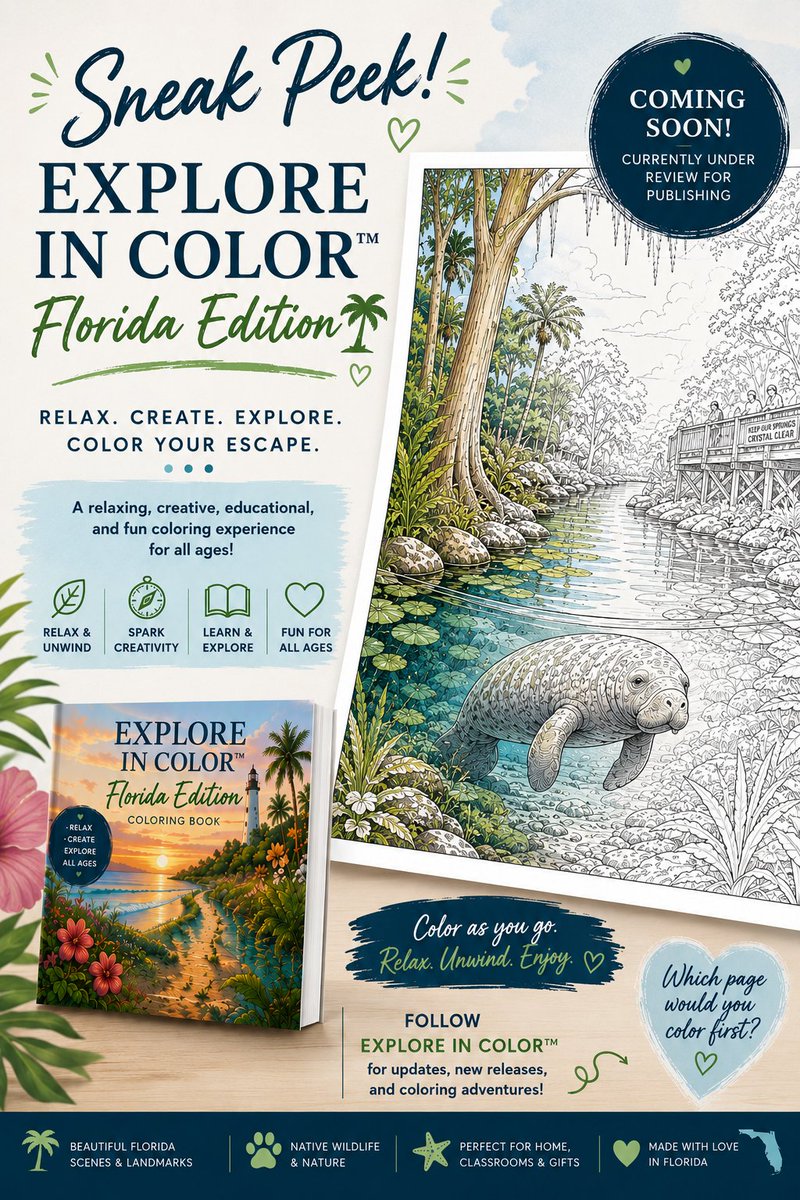 ExploreInColor_'s tweet photo. Sneak peek 👀

Here’s a small preview from our upcoming Explore In Color™ Florida Edition coloring book currently under review for publishing.

Follow Explore In Color™ for updates, release announcements, and future editions. https://t.co/VWQ0R5GfIm