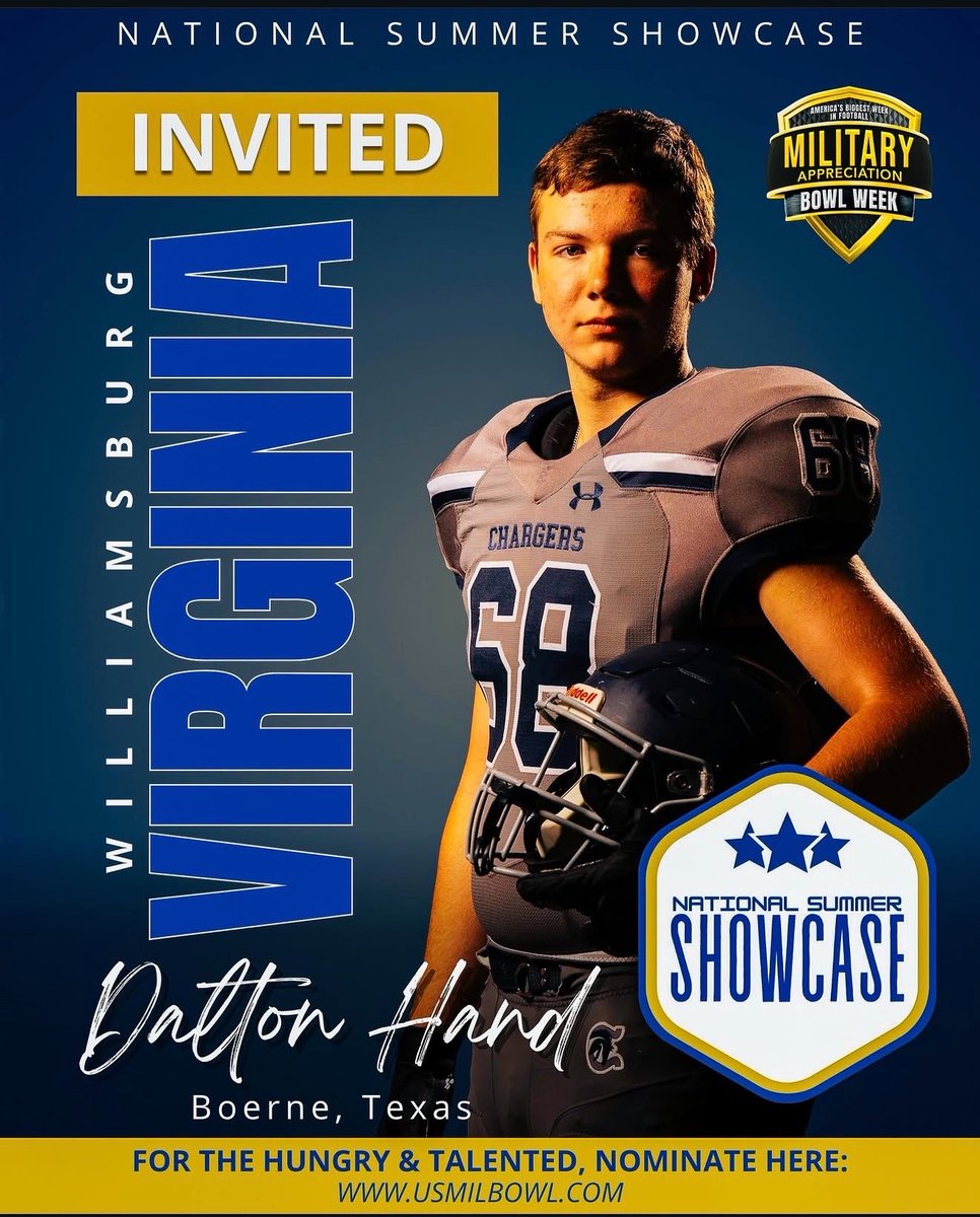DCHand_68's tweet photo. Absolutely BEYOND blessed to be invited to the National Summer Showcase in Williamsburg, Virginia. Thank you God and the scouts in charge for giving me this opportunity. I give all praise and glory to God. God still blesses me with opportunities and still reminds me his plan isn’t always going to look like the world thinks it should. The journey is always different for each person. I continue to trust in Jesus as I move forward in life with God, living for God. God is good and through doubt the world gives me, his plan will prevail. I know that no matter what happens, God’s plan will prevail, and I trust in him fully. His will be done.

Jeremiah 29:11

@WACAthletics08 @USArmyBowl @blane_ellis @ChampionHSFB