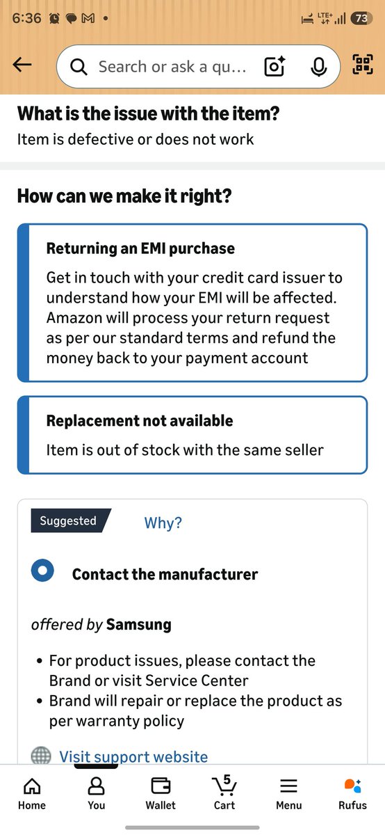 daulat_23's tweet photo. Amazon is saying they can't replacement. The product because they have not no stock. But as I have seen, they have stock. What's their problem? @amazonIN @AmazonHelp https://t.co/xjCI5QgfI0
