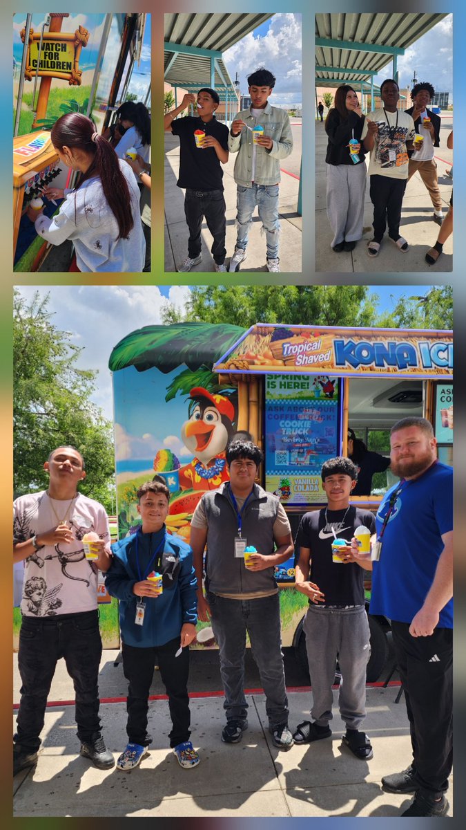 Aldine9_AISD's tweet photo. Our Mustangs enjoyed Kona Ice today as a celebration for being Top High School in @drgoffney reading challenge! Thank you, @aldinelibraries @DrLindseyWise and @pl_calderon for making it possible. #A9Strong #AldineStory https://t.co/zdbzeV1Ulo