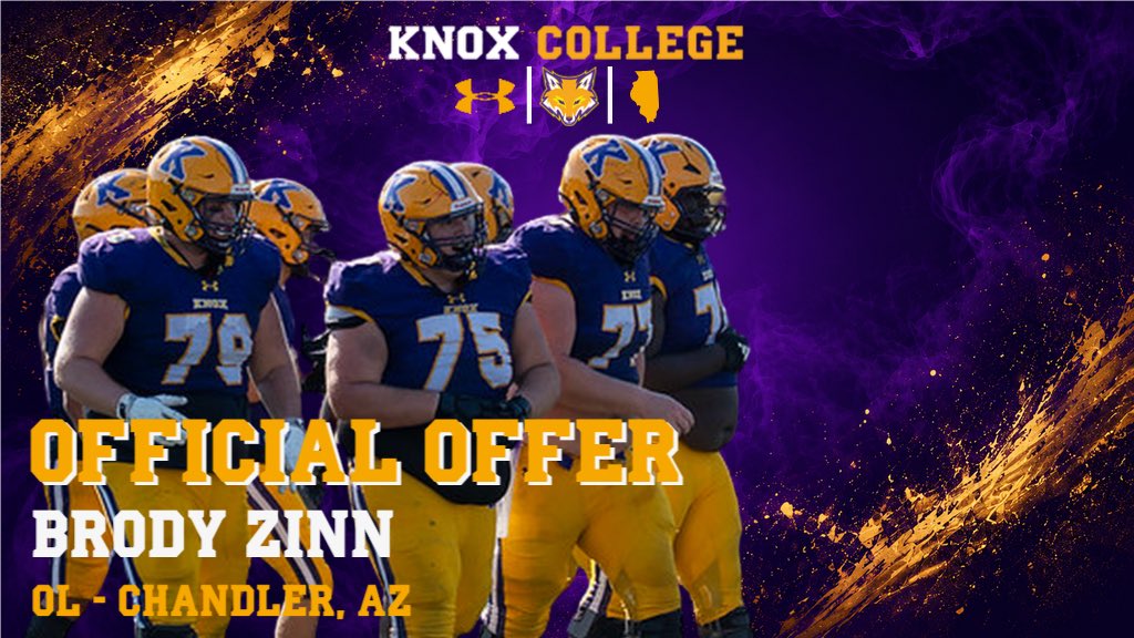 BrodyZinn's tweet photo. After a great conversation with @FBCoachATaylor I’m blessed to receive an offer from Knox College!

@JRutt_4 @TylerRosenfield @toddbusot @Horne34Life @N_W_Sports @RecruitingACP @ACPFootball17 https://t.co/f7dxdIxNCz