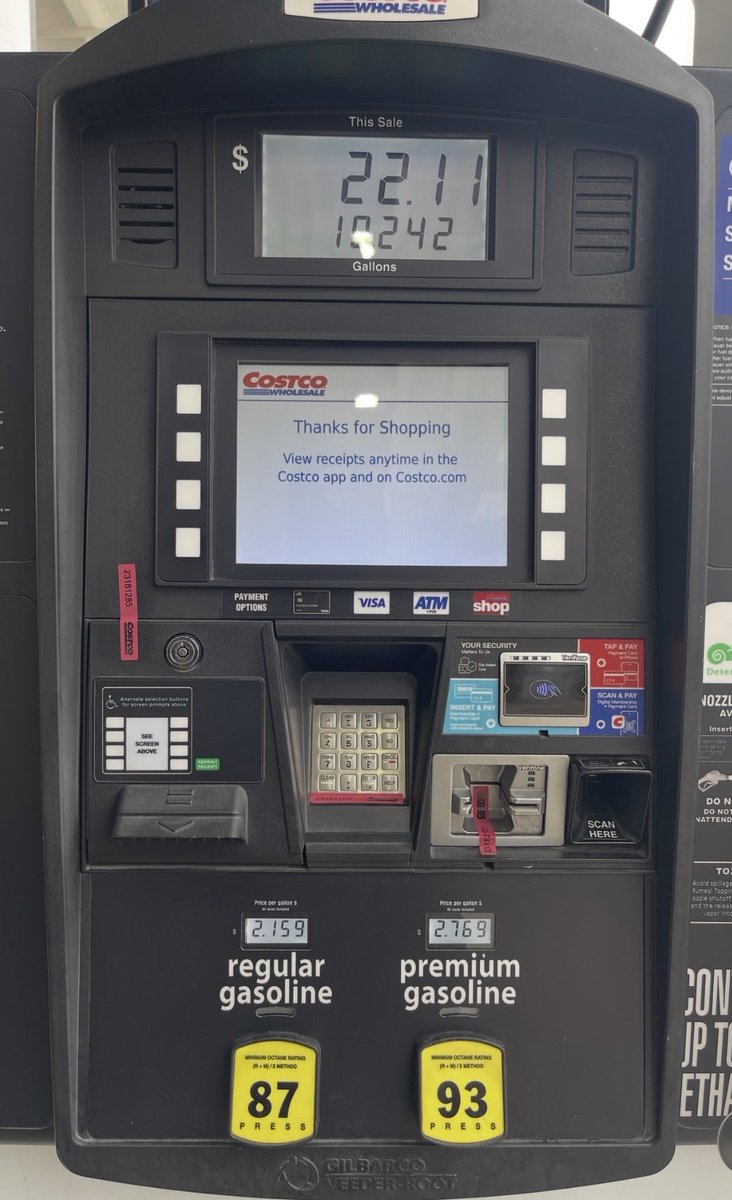 IcoldgameI's tweet photo. Gas was under $2.20/gallon in Dallas just 3 months ago. It was $2.15 at Costco. It’s now $3.69 at that same Costco. That’s almost a 75% increase you fucking clown https://t.co/kqqDqn6fjq