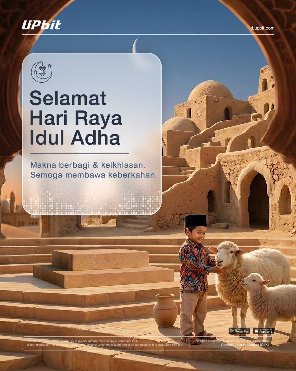 UpbitID's tweet photo. Selamat Hari Raya Idul Adha 1447 H 🕌

Idul Adha menjadi momentum untuk merefleksikan makna keikhlasan, pengorbanan, dan kepedulian terhadap sesama. Nilai-nilai tersebut mengingatkan bahwa setiap proses yang dijalani dengan ketulusan dapat membawa pembelajaran dan keberkahan yang lebih bermakna.

Di tengah perjalanan dan dinamika kehidupan, semangat berbagi dan kepedulian tetap menjadi fondasi penting dalam membangun hubungan yang lebih baik dengan sesama.

Semoga Hari Raya Idul Adha membawa kedamaian, keberkahan, dan kebijaksanaan dalam setiap langkah kita semua. ✨

#UpbitID #Iduladha #HariRayaIduladha #EidAlAdha #Refleksi #Kebersamaan #Keikhlasan #Berbagi