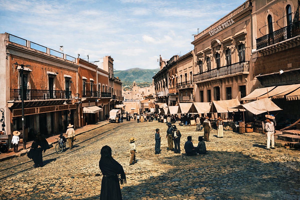 EdgarPrezaGto's tweet photo. ¡El Guanajuato de tierra y mulitas! Una impresionante estampa de inicios del siglo XX de la Plaza de La Paz. Puestos ambulantes sobre la tierra, las vías del antiguo tranvía y la cúpula de San Roque al fondo. ¡Una joya histórica restaurada!

#GuanajuatoViejoAColor #GTO #Historia https://t.co/OV11rO0VXC