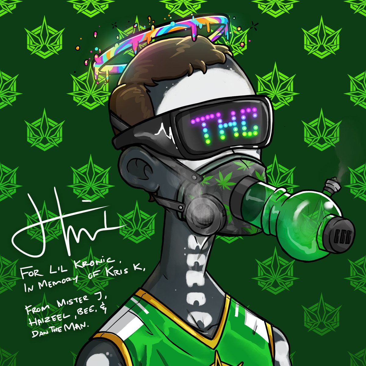 The_Kronic_King's tweet photo. Today is Kris', @MisterJ42082x brothers, heavenly birthday, and he made something beautiful happen.

His late brother’s NFT was sealed forever into The Growerz collection and gifted to Lil Kronic (my son), complete with this signed by @HaizeelH masterpiece. The love and intention behind it is unreal.

Mister J, choosing to honor your brother by passing his legacy on to the next generation in this community, knowing you have no family to leave it to, hits different. You found a way to keep him here with us for the long haul. Thank you.

Shoutout to @HaizeelH @hey_lbee @DanTheMan0092 and everyone who helped bring this together.

This means everything to us. Lil Kronic’s mom passed when he was only 2. That loss is the main reason I built @THC_Labz. You didn’t just gift an NFT. You gave him a real piece of this community’s soul and family.

We’ll cherish this forever. Love y’all heavy 💚

Happy Heavenly Birthday, Kris 🙏💨