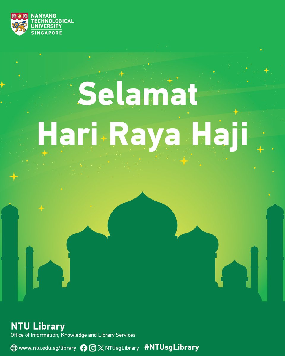NTUsgLibrary's tweet photo. #NTUsgLibrary 📚 wishes our Muslim friends⠀
⠀
☪️ Selamat Hari Raya Haji ☪️⠀
⠀
And Happy Holidays to the rest of us!! 🤩⠀
⠀
#CelebratewithNTUsgLibrary https://t.co/Cauyupu2Mr