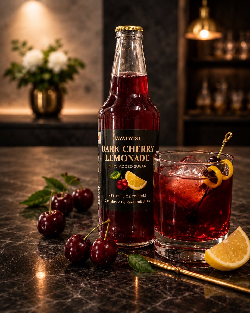 JavaTwistLLC's tweet photo. We’ve been getting a lot of questions about what kind of cocktail pairs perfectly with our new JavaTwist Dark Cherry Lemonade… so here it is.

The Dark Twist Old Fashioned 🍒🥃
Bourbon and Dark Cherry Lemonade https://t.co/dIL47Kb8Hj