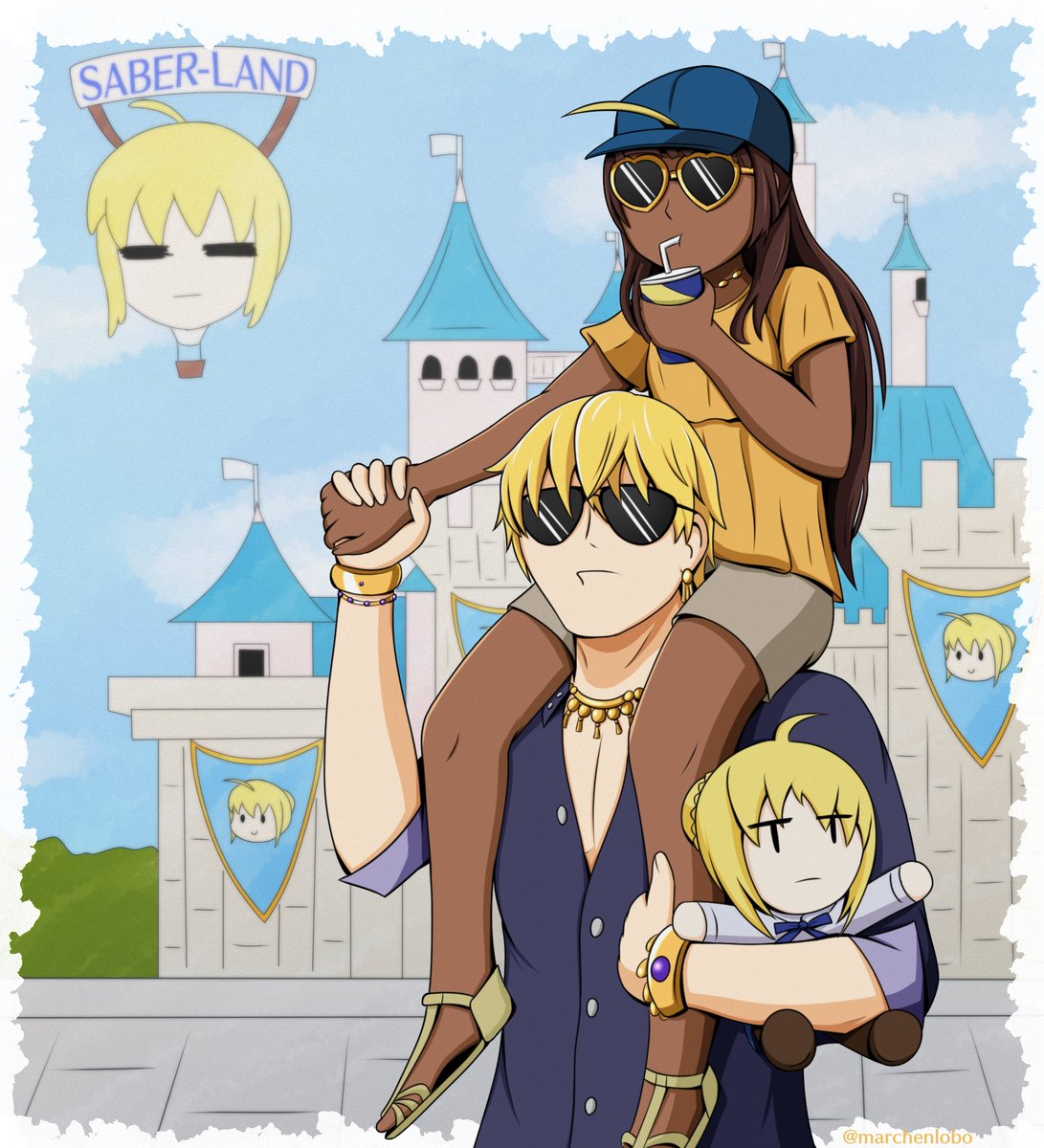 MarchenLobo's tweet photo. It's been a while since I posted here. 

So here's a comission of Gilgamesh with Tine on his ideal land.

#Fate #FateStrangeFake #Gilgamesh https://t.co/nhUzzsvq6e