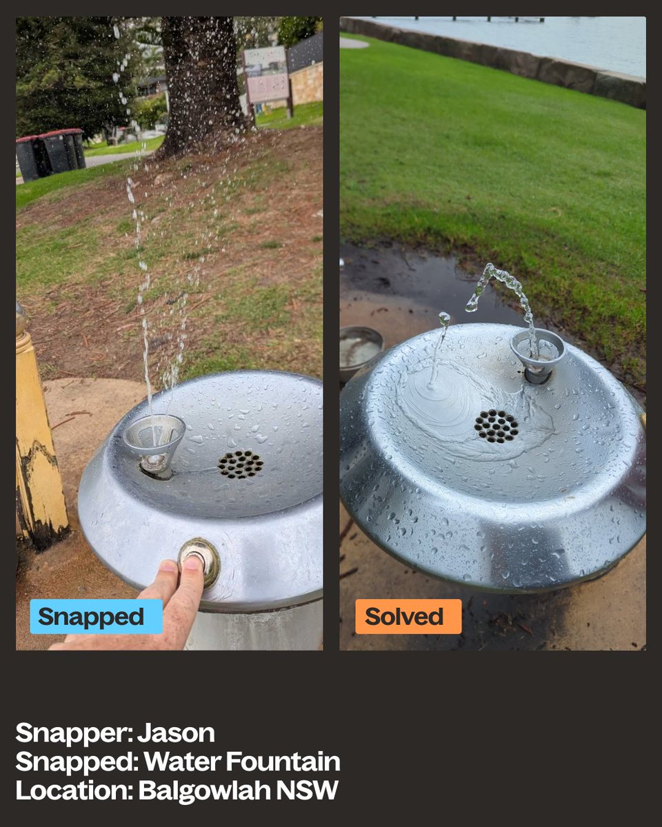 SnapSendSolve's tweet photo. We’re all for hydration, but we prefer a calm bubble over a high-pressure eye exam 😵‍💫

Spotted a fountain that’s lost its cool? Give it a Snap.

#ParkLife #RunnerProblems #HydrationStation https://t.co/g8JnAD65bS