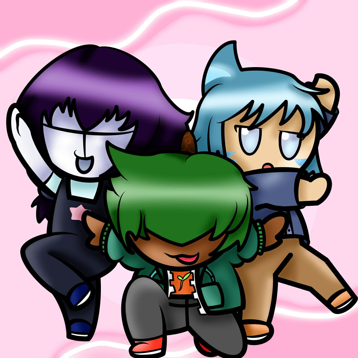 Un pequeño dibujo que hice de mi oc con sus amigos #chibi #oc #art # ...