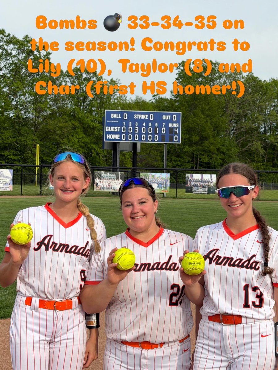 ArmadaHSSB's tweet photo. Win #30 on the HS season!! Next up- district semi finals vs St Clair on Saturday at 10am (hosted by Richmond). 🧡🖤🥎💨💨 https://t.co/wdcLjQMQF1